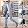 Men's Jackets Autumn and Winter Fashion Men's Coat Solid Color Single Breasted Polo Collar Long Coat Jacket Winter Men's Casual Windbreaker T231121