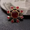 Ruby Brooch 18K Gold Plated Inlay Crystal Diamonds Letter Brooches Rhinestone Jewelry Charm Pearl Pin Marry Christmas Party Wedding Gifts Accessories