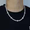 Colares Pingente Iced Out Bling Coração Pingente Colar Prata Cor AAA Zircon 5mm Tênis Cadeia Charme Mulheres Homens Hip Hop Moda Jóias 231121