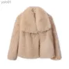 Fourrure femme Fausse fourrure mode fausse fourrure veste femmes hiver luxe Design grand col fourrure manteaux Cool filles recadrée en peluche pardessus 2023Fake Fur JL231121