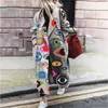 Women's Trench Coats Fall Winter Elegant Women Fashion Lapel Collar Button Long Tops Outwear Casual Pattern Colorful Print Patchwork Cardigan 230421