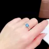 Cluster Ringen KJJEAXCMY Fijne Sieraden 925 Sterling Zilver Ingelegd Natuurlijke London Blue Topaz Vrouwen Eenvoudige Mooie Hart Verstelbare Edelsteen Ring