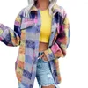 Women's Jackets Women Winter Coat Print Shirt Jacket Colorful Lapel Plaid Single-breasted Vintage Warm Buttons Hip Hop