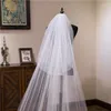 Brautschleier Weiß Elfenbein Hochzeit Spitzenapplikationen Schleier Zweistufig mit Kamm Kathedrale Frauen Kopfschmuck Zubehör