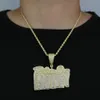 Pendant Necklaces Hip Hop Brothers Over Money Pendant Necklace Gold Plated Iced Out Bling CZ Cubic Zirconia Letters Charm Men Women Jewelry 231121