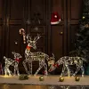 Décorations de jardin 3 pièces fait à la main fer Art wapiti cerf noël jardin décor LED lumière brillant paillettes renne noël maison extérieure cour ornement décor 231120