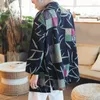 Herren Jacken #4210Frühling 2023 Hanfu Jacke Herren Langärmlig Lässig Vintage Mantel Strickjacke Kimono Lose Bedruckte Baumwolle Leinen