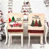 Housses de chaise 56 x 45 cm Chaise de Noël Er Coton Lin Salle à manger Ménage Noël Nouvel An Chaises Retour Ers Décoration Sliper Seat Drop Deli Dhtfu