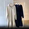 Casual Kleider Frauen Fischschwanz Herbst Winter Lose Mit Kapuze Über Knie Langes Kleid Japan Koreanische Einfache High Street