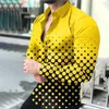 Chemises décontractées pour hommes 2023 Printemps et automne Polo à manches longues Chemise de mode imprimée Street Social Dance Male