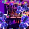 Decorazioni natalizie 10 pezzi LED palloncini luminosi Bobo con corda luminosa Palloncino trasparente Decorazioni per festival Compleanno Forniture per feste di matrimonio Baby Shower 231120