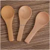 Spoons Japanese Small Wooden Spoon Wholesale 8Cm Manual Salt Dessert Powder Wood Milk Scoop Lx5208 Drop Delivery Home Garden Kitchen Dh0Go