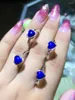 Cluster Rings Big Sale Classic Natural Cyan Lazurite Gem Ring Women Silver Jewelry Birthday Anniversary Gift Christmas