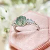 Cluster Rings Luxyimagic Natural Moss Agate Gemstones Set For Women Solid 925 Sterling Silver Wedding Engagement Hexagon Fine Jewelry