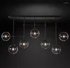 Lustres Verre Globe Linéaire Moderne Rétro LED Boule Claire En Laiton Chrome Noir Lampes Lustre Salon Salle À Manger Lumières Décor