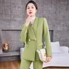Women's Two Piece Pants Autumn Winter High Quality Fabric Formal Blazers Feminino For Women Business Work Wear Professional Trousers Sets