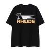 Diseñador de ropa de moda Camisetas Camisetas Rhude Fast Eagle Impresión Verano Camiseta de algodón puro Hombres High Street Juventud Versátil Casual Mujeres Tops Streetwear Hip hop