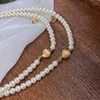 Choker 5mm Strong Light Pearl Necklace For Women Heart Buckle High-Grade Clavicle Chain Niche Small Hangtag