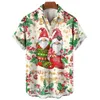 Chemises décontractées pour hommes Bonhomme de neige Arbre de Noël Claus Santa présente Ice Bear Chemise hawaïenne pour hommes Impression 3D Haut à manches courtes Vêtements de fête de plage