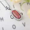 Chains Charming Orange Fire Opal Oval CZ Pendant Necklace For Wedding Engagement Jewelry