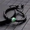 Strand 12mm Big Hole kralen Bracelet Natuurlijke steen Gevlochten armbanden Aventurine Agates Verstelbare touw sieraden voor vrouwelijke mannen Pulsera