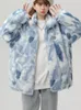 Damen Wollmischungen Übergroße Plüschjacke Winter Warme Flauschige Mäntel Weibliche Mode Tie Dye Oberbekleidung Preppy Style Fleece Damen 231120