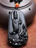 Collane con ciondolo Loto di ossidiana naturale Avalokitesvara Gioielli Collana da uomo e da donna con vaso di cristallo fine