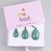 Jade Massage Egg 3pc Set Drilled Healing Yoni Egg For Pelvic Floor Muscle Training Natural Stone Stress Exercise Release Balls for Women