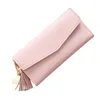 Portefeuilles Mode Femmes Faux Cuir Long Portefeuille Card Slot Tassel Heart Charm Purse Embrayage