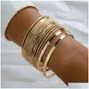 Charm-Armbänder Boho Stapelbares Punk-Armband-Set Gold Silber Chunky Layered Verstellbare Gliederkette Schmuck für Frauen und Mädchen Amnam Dr Dhijz