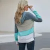 Damesbreien 2023 vrouwen plus size ritssluiting voorkant kleurblok hol uit casual gebreide hoody trui lange mouw trekstring losse lady hoodies
