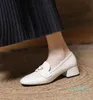 Lefu – chaussures à talon moyen standard, nouveau canal de toit, une pédale, chaussure unique, couche supérieure, chaussures en cuir verni pour femmes