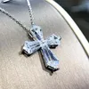 Hänghalsband Hainon Zirconia Cross Crystal Pendants Silver Color O Shape Chain Halsband Kvinnliga modesmycken gåvor för kvinnor