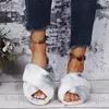 Slippers Women's Faux Fur Fox Fur Slippers Tie-dye Indoor Plus Indoor Outdoor Non-Slip Fashion Warm Shoes Women Home Slippers T231121