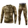 Men's Thermal Underwear Tactical Camouflage Fleece Sets Men Winter Stretch Thermo Breathable Training Cycling Military Warm Long Johns