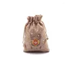 Pochettes à bijoux 2023 Sac d'emballage de cadeau de Noël Sac de bonbons Cookie Busicuit Pochette Jute Cordon de jute pour festival écologique Taille multiple