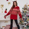 Kobiety swetry Atuendo Winty ciepły sweter świąteczny dla kobiet jesień moda solidna czerwona świąteczne topy pullover swobodne luźne miękkie jedwabną dziewczynę kni