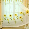 Gardin 2023 Stil sammet linnegardiner solros fönster ren tyll broderad för vardagsrum sovrummet