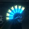 Night Lights RGB Led Folding Fan With Remote Rechargeable Light-Up Portable Stage Show Glowing For Party Wedding Nightclub Props