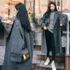 Women's Wool Blend Coat Plaid Tweed Warm Long Jackets Female Overcoat Korean Fashion Outerwear Trench Clothes 2023 Autumn Winter 231120