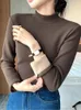 Women's T Shirts Thicken Half Turtleneck Tops Women Winter Plush Velvet Lined Warm Shirt Long Sleeve Bottom Blusas Korean Slim Fleece