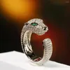 Anelli a grappolo in argento sterling 925 di alta qualità classico moda leopardo anello aperto semi diamante squisiti gioielli da donna regalo di compleanno