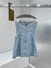 23SS Kobiet sukienka damska designerka ubrania letnie sukienki vintage woda pierś guzika dżinsowa sukienka wysokiej jakości damska odzież