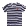 T-shirt da uomo firmata PLAY T-shirt da donna T-shirt ricamata con patchwork in puro cotone a righe con occhi d'amore T-shirt girocollo in puro cotone Coppia casual versatile polo corta a mezza manica