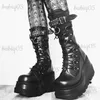 Laarzen Herfst Winter Uitverkoop Punk Halloween Heks Cosplay Platform Hoge Sleehak Hakken Zwarte Gothic Kuitlaarzen Dames Schoenen Grote Maat 43 T231121