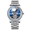 ساعة Wristwatches العلامة التجارية للرجال الأعمال الميكانيكية World Starry Luminous مضيئة الحركة التلقائية على مدار الساعة الرياضة الذكور
