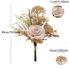 زهور الزهور بامباس مصطنعة لزواج الزفاف المركزية بوكيه شمبانيا كبيرة الورود المزيفة