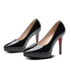 Dress Shoes 2023 Sexy Ladies Thin Heeled Pumps Platform Patent Leather Concise Super High Heels Woman Wedding Party 12CM 10CM