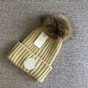 Designer Winter Strickmütze Wollmütze Frauen Grobstrick Dicke Warme Kunstpelz Pom Beanies Hüte Weibliche Bonnet Beanie Caps Bunte Hüte