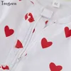 Pagliaccetti Tregren Born Neonate Tuta Primavera Autunno Manica lunga Stampa cuore Pagliaccetto con fascia 2 pezzi Set per San Valentino 230421